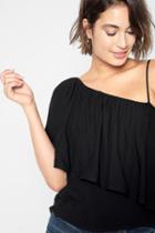 7 For All Mankind One Shoulder Top In Black