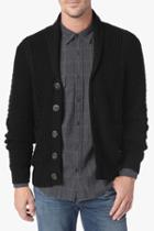 7 For All Mankind Cable Shawl Cardigan In Black