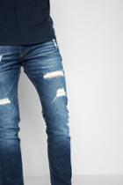 7 For All Mankind Paxtyn Skinny With Heavy Destroy In Saltwater Destroy