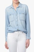 7 For All Mankind Two Pocket Slim Boyfriend Button Front In Crystal Blue