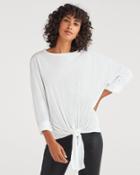 7 For All Mankind Women's Feather Weight Jersey Long Sleeve Tunnel Front Tee In Optic White