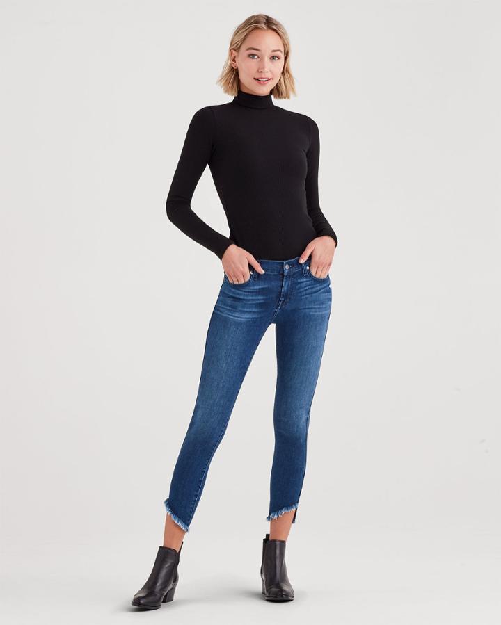 7 For All Mankind Women's Ankle Skinny With Angled Raw Hem In 5th Ave