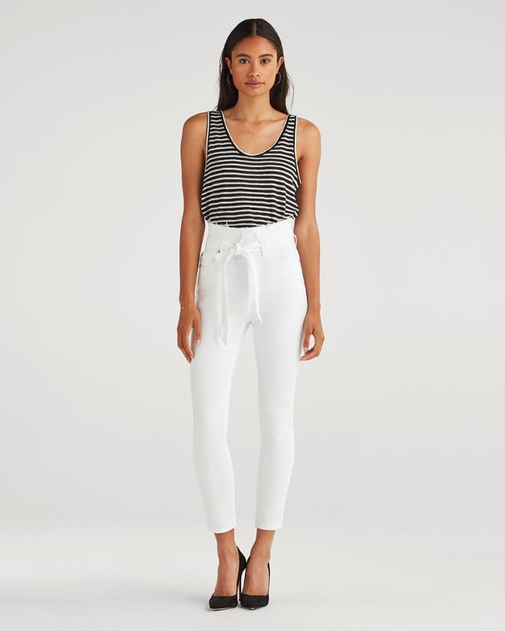 7 For All Mankind Women's Paperbag Jean In White Runway