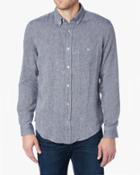 7 For All Mankind Long Sleeve Linen Front Pocket Shirt In Navy