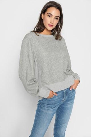 7 For All Mankind Tucked Sleeve Sweatshirt In Heather Grey