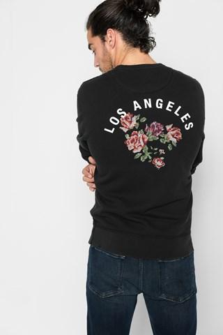 7 For All Mankind La Floral Sweatshirt In Black