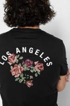 7 For All Mankind Short Sleeve La Floral Tee In Black