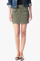 7 For All Mankind Utility Pocket Mini Skirt With Released Hem In Moss