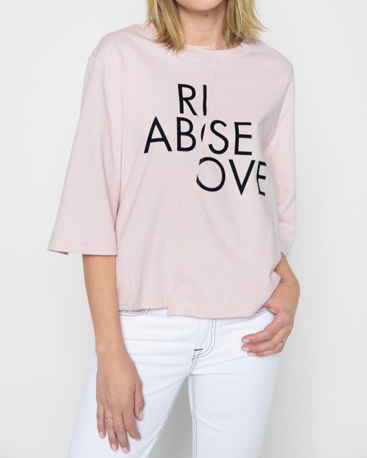 7 For All Mankind Women's Rise Above 3/4 Sleeve Tee In Pink Sunrise