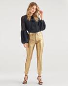 7 For All Mankind Women's High Waist Ankle Skinny With Faux Pockets In Liquid Gold