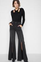 7 For All Mankind Palazzo Pant With Front Seam Splits In Noir