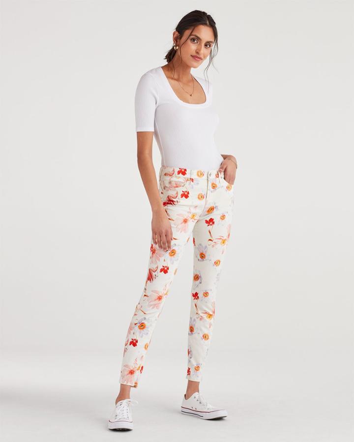 7 For All Mankind Women's Ankle Skinny In Bow Blossoms