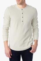 7 For All Mankind Long Sleeve Henley Thermal In Ecru