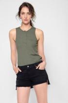 7 For All Mankind Ribbed Henley Tank In Olive