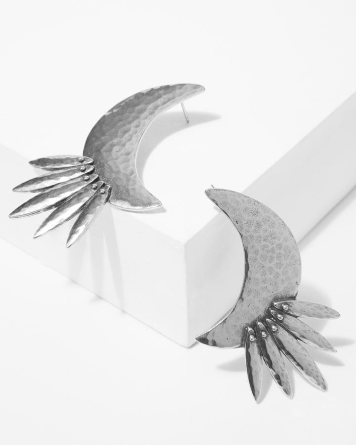 7 For All Mankind The 2 Bandits Moonshadow Earrings In Silver