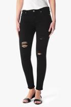 7 For All Mankind Slim Illusion Luxe Ankle Skinny With Destroy In Black