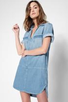 7 For All Mankind Short Sleeve Popover Dress In Coastal Blue
