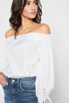 7 For All Mankind Off Shoulder Tie Top In White