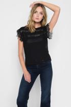 7 For All Mankind Short Sleeve Cape Pullover Top In Black
