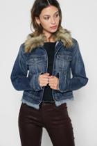 7 For All Mankind Cropped Boyfriend Jacket With (optional) Faux Fur Collar In Montreal