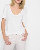 7 For All Mankind Women's Curved Neck Tee In White