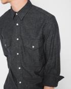 7 For All Mankind Men's Long Sleeve Double Patch Pocket Shirt In Dark Charcoal