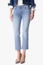 7 For All Mankind Cropped Boot With Raw Hem In Santorini Light Aqua