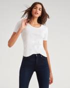 7 For All Mankind Women's Ribbed U-neck Tee In Optic White
