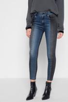 7 For All Mankind Ankle Skinny With Piecing And Cut Off Hem In Indigo Sulphur