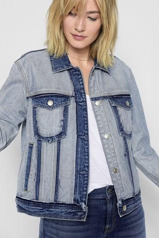 7 For All Mankind Boyfriend Jacket With Destroy In Inside Out