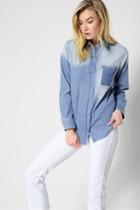 7 For All Mankind Vintage Boyfriend Denim Shirt In Oceana Authentic Blue