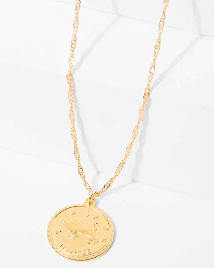 7 For All Mankind Cam Taurus Necklace In Gold