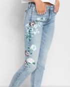 7 For All Mankind Women's Ankle Skinny With Hand Painted Floral In Radiant Wythe
