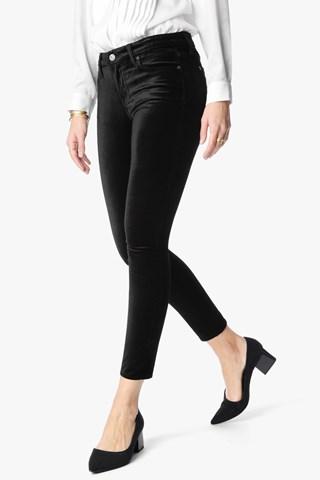 7 For All Mankind The Ankle Skinny With Countour Waistband In Black Velvet