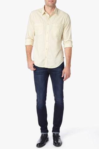 7 For All Mankind Long Sleeve Workwear Shirt In Heather Ecru