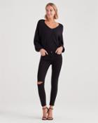 7 For All Mankind Women's B(air) Denim Ankle Skinny With Destroy In Black