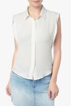 7 For All Mankind The Sleeveless Button Down In Blanc De Blanc