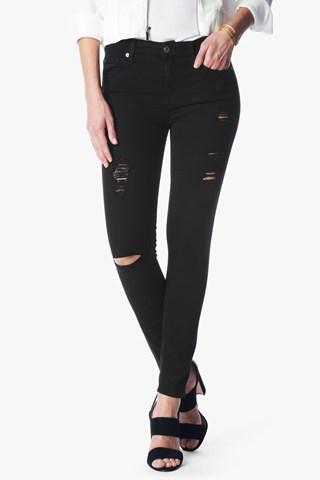 7 For All Mankind B(air) Denim Ankle Skinny With Destroy In Black