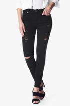 7 For All Mankind B(air) Denim Ankle Skinny With Destroy In Black