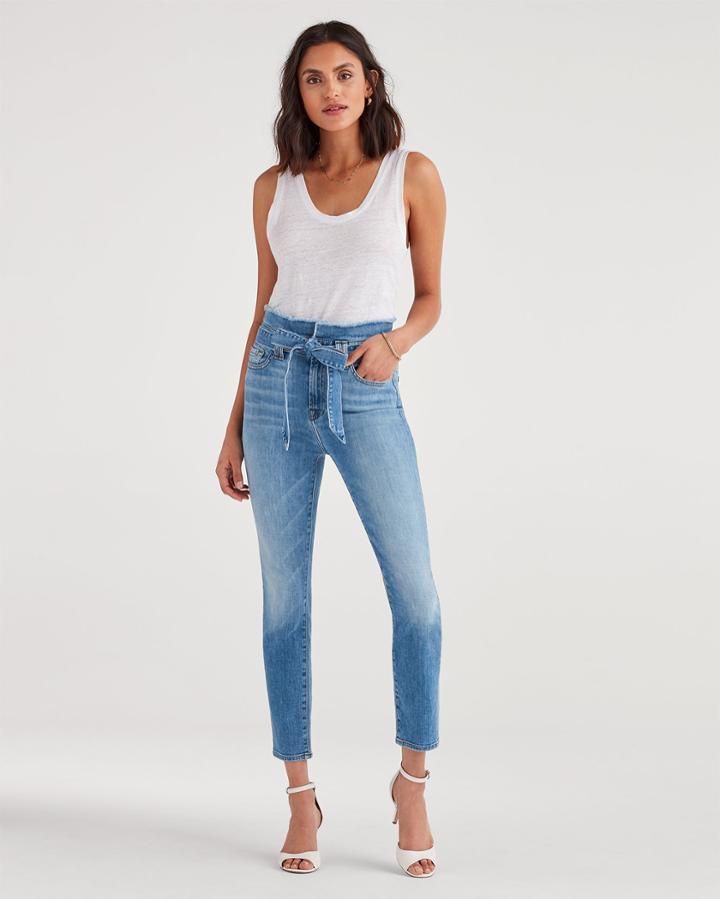7 For All Mankind Women's Paperbag Jean In Bright Blue Jay