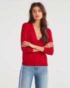 7 For All Mankind Women's Classic V-neck Sweater In Red