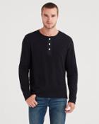 7 For All Mankind Long Sleeve Army Henley In Black