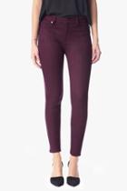7 For All Mankind High Waist Knee Seam Ankle Skinny In Merlot Embossed Snake