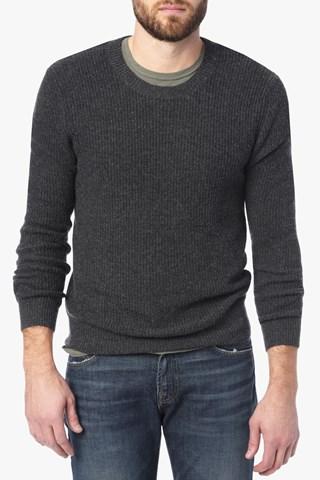 7 For All Mankind Textured Rib Crew Neck Sweater In Heather Charcoal