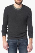 7 For All Mankind Textured Rib Crew Neck Sweater In Heather Charcoal