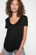 7 For All Mankind Deep U-neck Top In Black