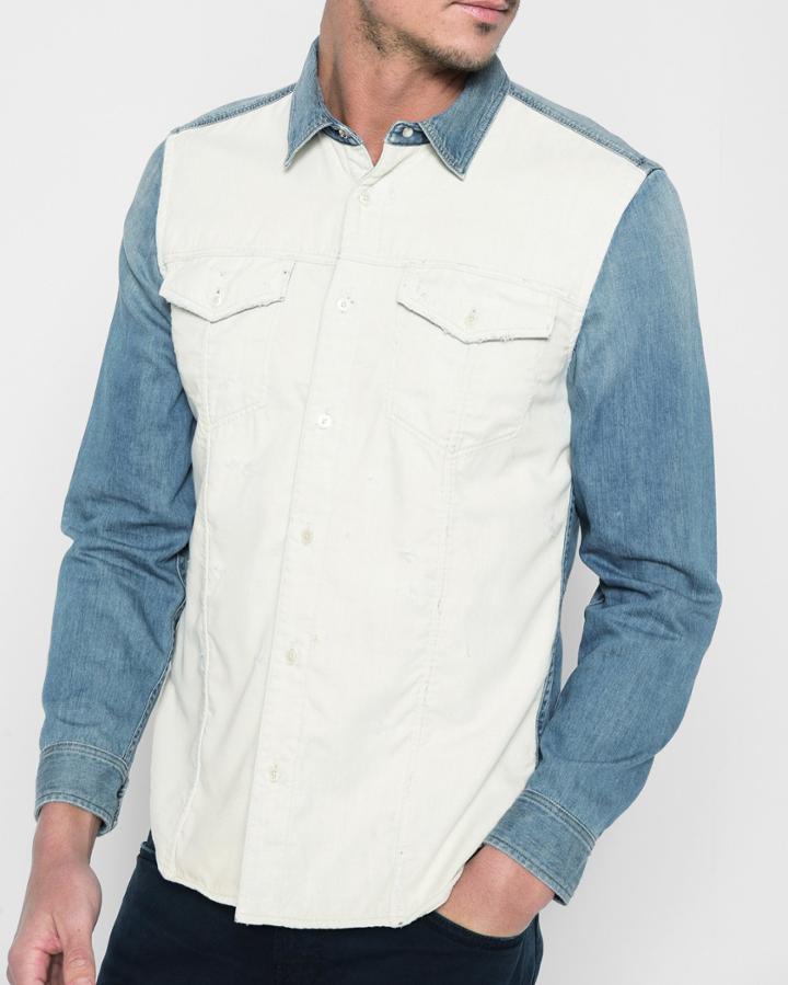 7 For All Mankind Men's Inside Out Trucker Shirt In Vintage Light