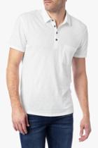 7 For All Mankind Short Sleeve Raw Placket Polo In White