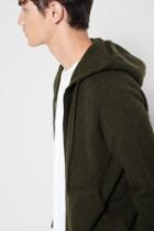 7 For All Mankind Zipper Hoodie In Fatigue