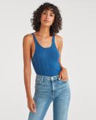 7 For All Mankind Women's Cashmere Blend Racer Back Tank In Retro Blue